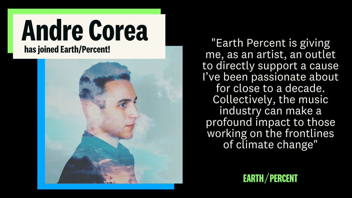 earthpercentorg's tweet photo. We’re thrilled to welcome @EcoComposer to the EarthPercent family!🌏
Andre Corea is a composer, music producer and environmentalist based in Los Angeles, who expresses the infinite imagination and wonder that nature offers through music.
Thank you for supporting climate action 💚 https://t.co/uzQMSEfMaA