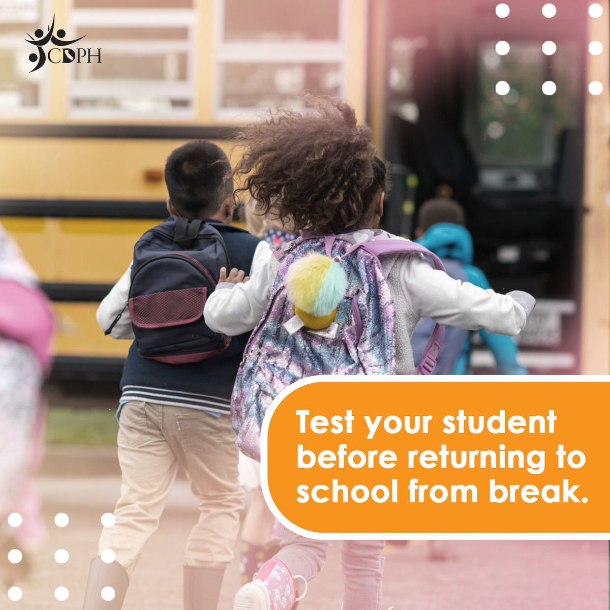 Be prepared to return from winter break! California is providing free /at-home COVID-19 tests to K–12 schools in California. Return to school safely by learning about #OTCCOVID19Testing program. 

Learn about #COVID19 and CA schools: schools.covid19.ca.gov  
@CADeptEd