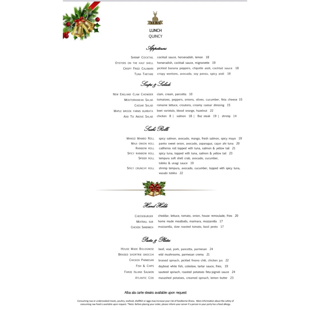 Keep up your spirits during this busy season, make time for an indulgent lunch with colleagues, family and friends! Midday dining ends Friday, December 23rd!