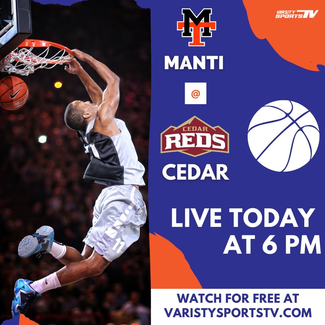 Tomorrow Manti takes on the Reds. Watch live for free on bit.ly/3BWDCAU #cedarreds #cedarhigh #chs @cedarhighschool @CedarBasketball