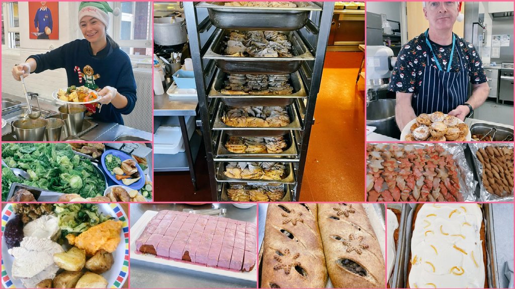 So much amazing food has been served in schools this week. The turkey trolley, centre stage of the photo, shows the scale of work school kitchen teams do! We're in awe of them for creating memorable #schoolfood day in, day out. 🎄💚 @SAfoodforlife