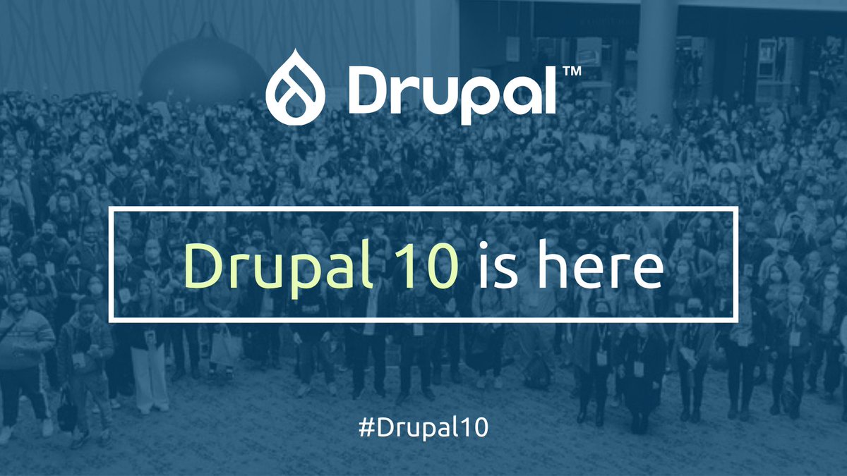 drupalassoc's tweet image. The wait is over - #Drupal10 is HERE!🎉

Upgrade now ➡️ drupal.org/project/drupal…

Read about all of the features ➡️ drupal.org/blog/drupal-10…

Thank you to everyone who has worked to complete the requirements and strategic initiatives needed for Drupal 10!