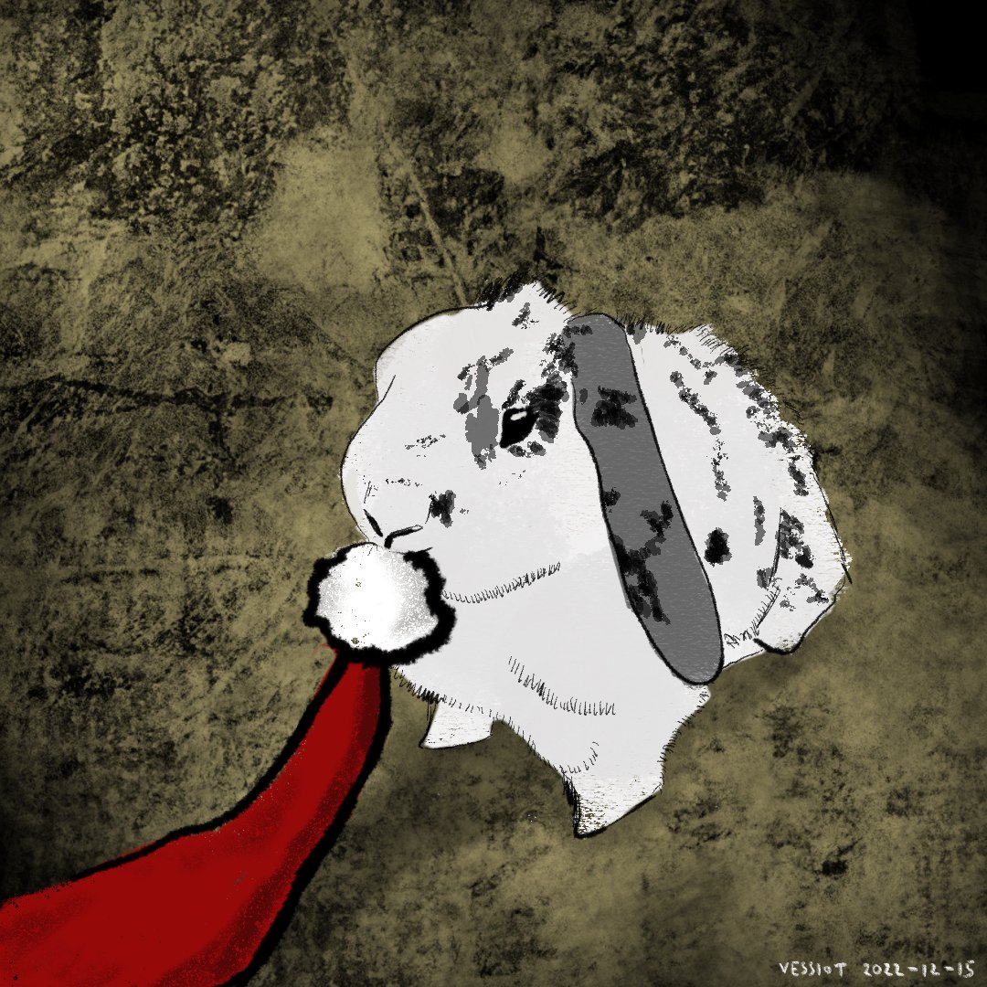 Another drawing of Luna with the stolen Santa hat. I think he might have just been caught with it. #DrawEveryDay #DigitalArt #Draw