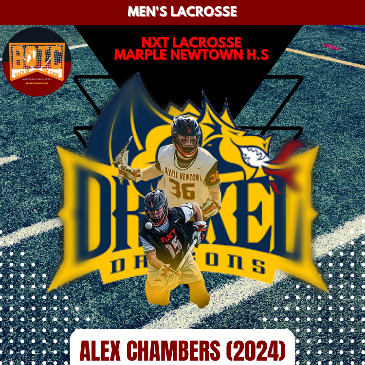 BackOfTheCage's tweet photo. .@CBLaxers Boys' Recruit: @AlexChambers36 of @NXTLCboys +@marplenewtown (PA) 2024 Faceoff, Midfield Commits to @DrexelUniv , Men's D1 @DrexelMLax - https://t.co/GVOxyRtKT9 https://t.co/v5owNEKhoi