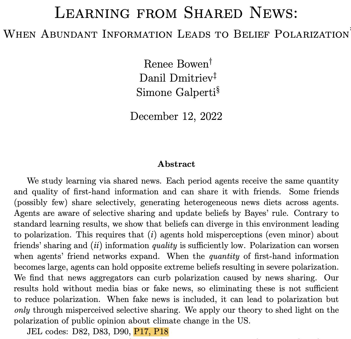 Misperceptions and low quality information result in polarization when agents learn from shared news---Now forthcoming @QJEharvard!! Huge thanks to co-authors Simone and <a href="/Danil_Dmitriev7/">Danil Dmitriev</a> (on the market this year!) drive.google.com/file/d/122BwGL…