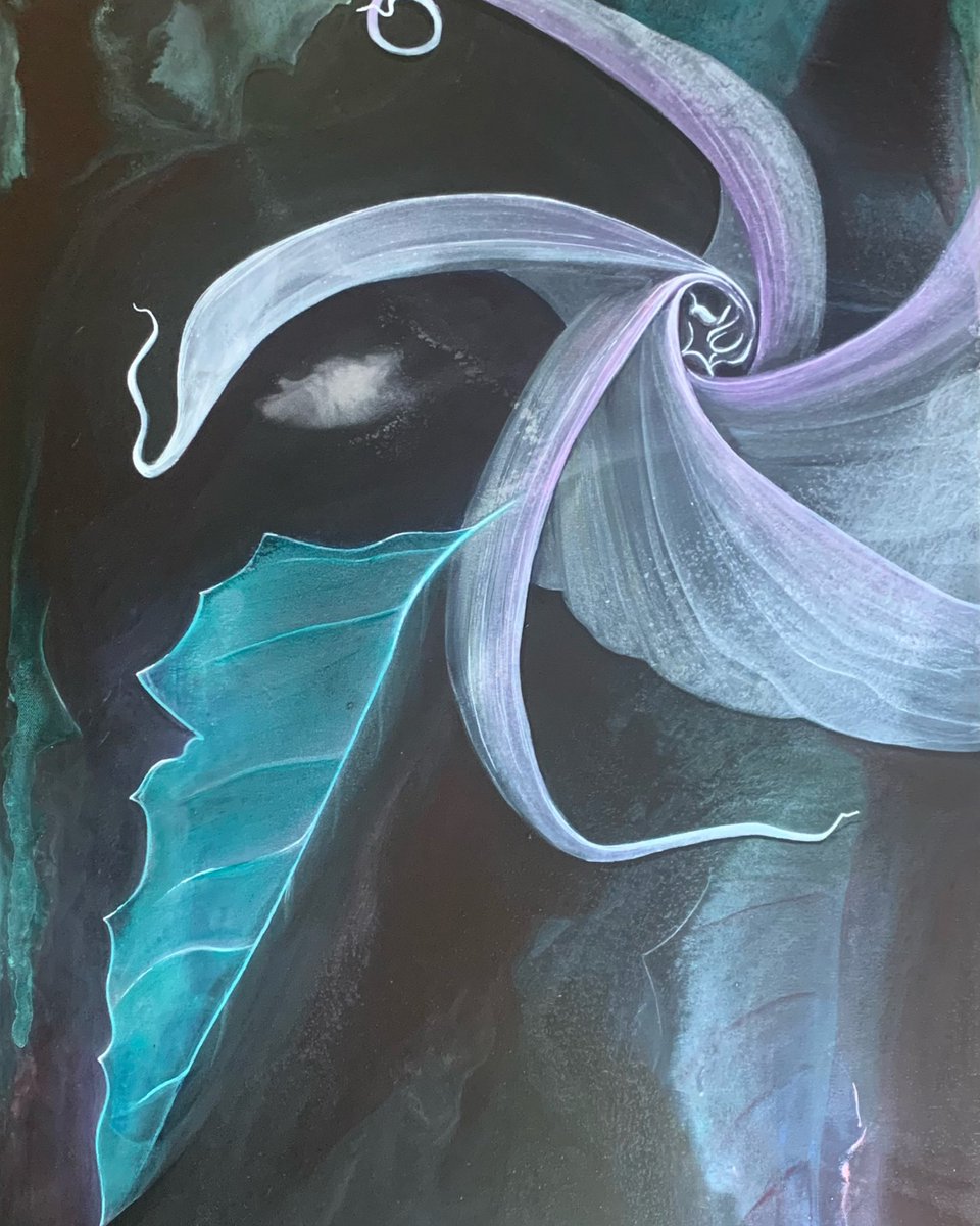 kimberlykjer's tweet photo. An ethereal 24x36” based on the Datura Stramonium that grows here in California. #jimsonweed #daturastramonium #devilssnare #painting #art #originalart #Creator #originator https://t.co/9r8U97YCA8