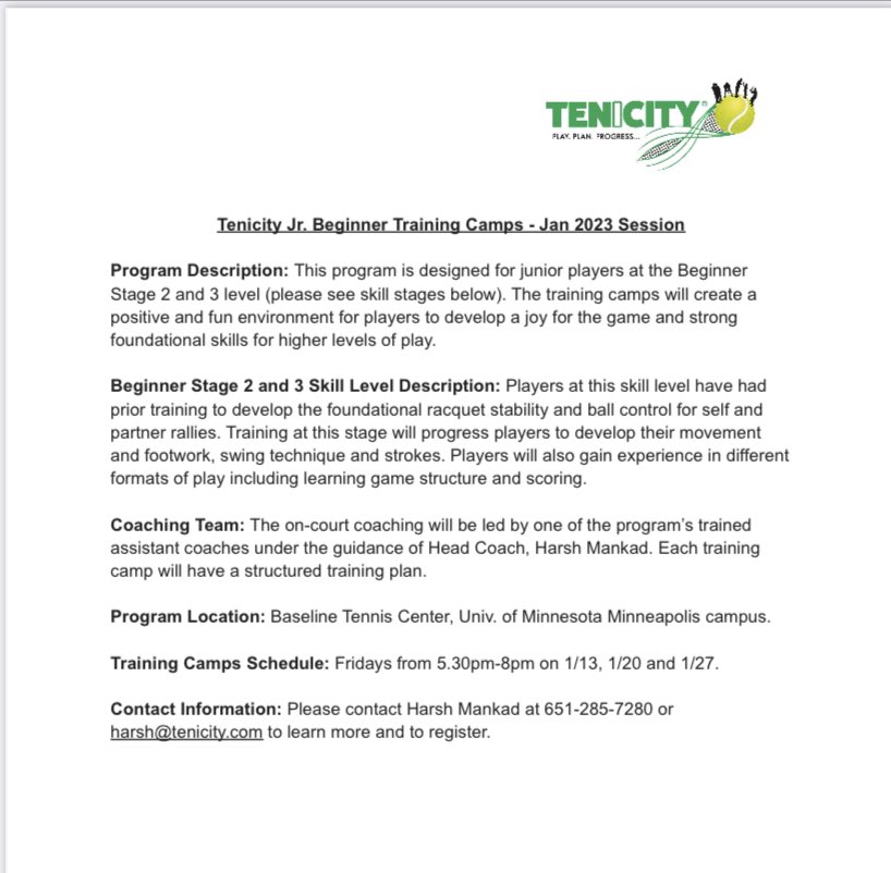 Tenicity Tennis Program tweet media