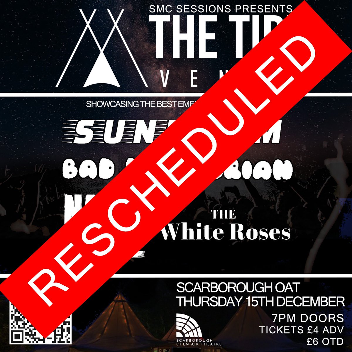 SMCsessions (@smcsessions) on Twitter photo Tonight’s gig has unfortunately been rescheduled due to bad weather and road closure. The new date is 3/2/23 all tickets purchased will be valid for the new dates! We will see you in the new year!! #scarborough <a href="/ScarboroughOAT/">Open Air Theatre</a> Tonight’s gig has unfortunately been rescheduled due to bad weather and road closure. The new date is 3/2/23 all tickets purchased will be valid for the new dates! We will see you in the new year!! #scarborough <a href="/ScarboroughOAT/">Open Air Theatre</a>