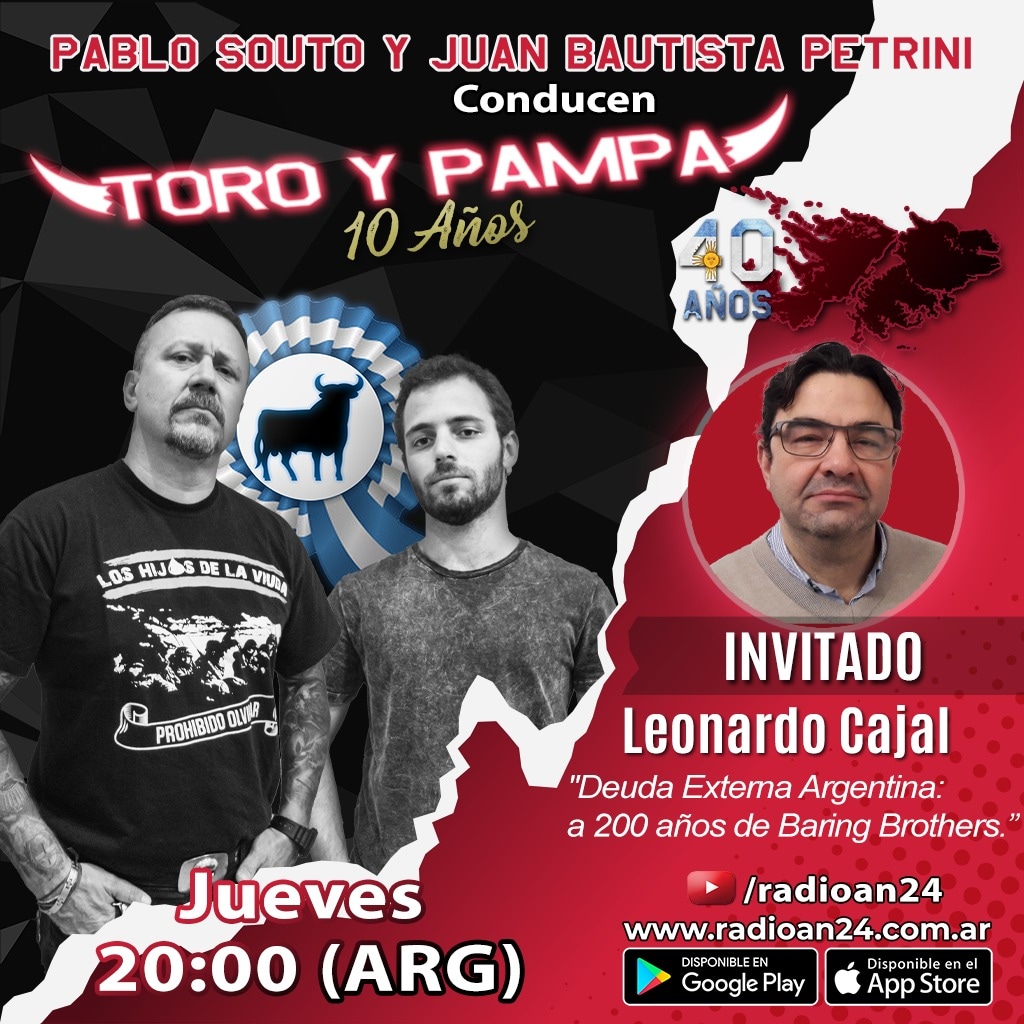 ❗HOY JUEVES 15/12
➡️ Anteúltimo programa del Ciclo con nuestro amigo el Profesor Leo Cajal: la historia del empréstito con la Baring Brothers y el inicio del sistema neocolonial de endeudamiento a manos de Bernardino Rivadavia.

20HS en youtube.com/RadioAN24/
<a href="/RadioAN24/">RadioTV AN24</a>