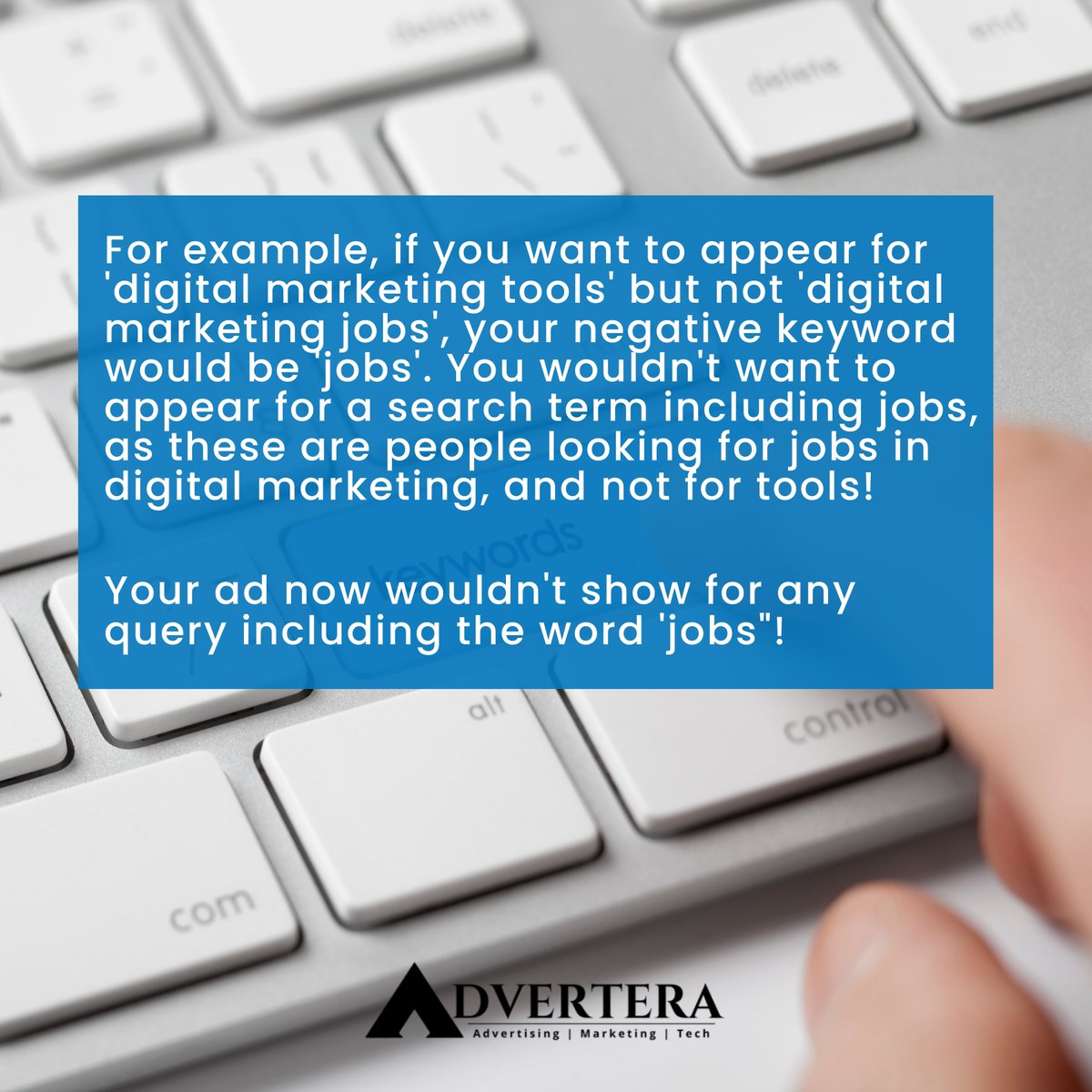 Advertera's tweet image. Are you using Negative Keywords right? 🤔
.
Incorporating a Negative Keyword list into your Ad campaigns is very effective in cutting down on clicks from non-relevant search queries.
-
🌐 Advertera.co

#advertera #negativekeywords #negativekeyword #negativekeywordslist