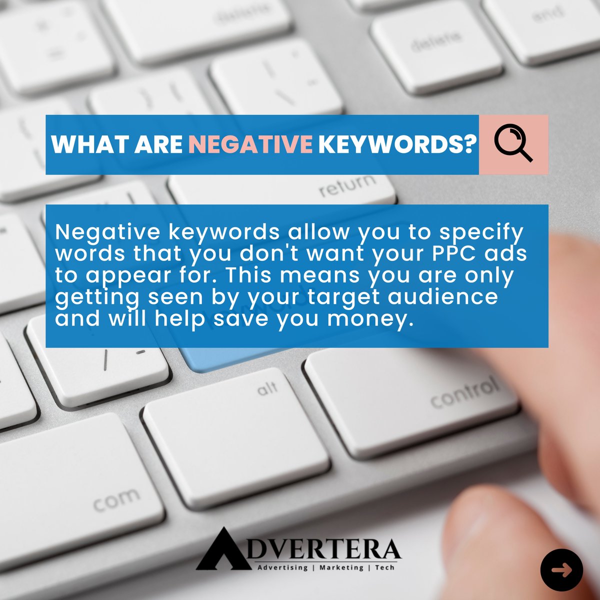Advertera's tweet image. Are you using Negative Keywords right? 🤔
.
Incorporating a Negative Keyword list into your Ad campaigns is very effective in cutting down on clicks from non-relevant search queries.
-
🌐 Advertera.co

#advertera #negativekeywords #negativekeyword #negativekeywordslist