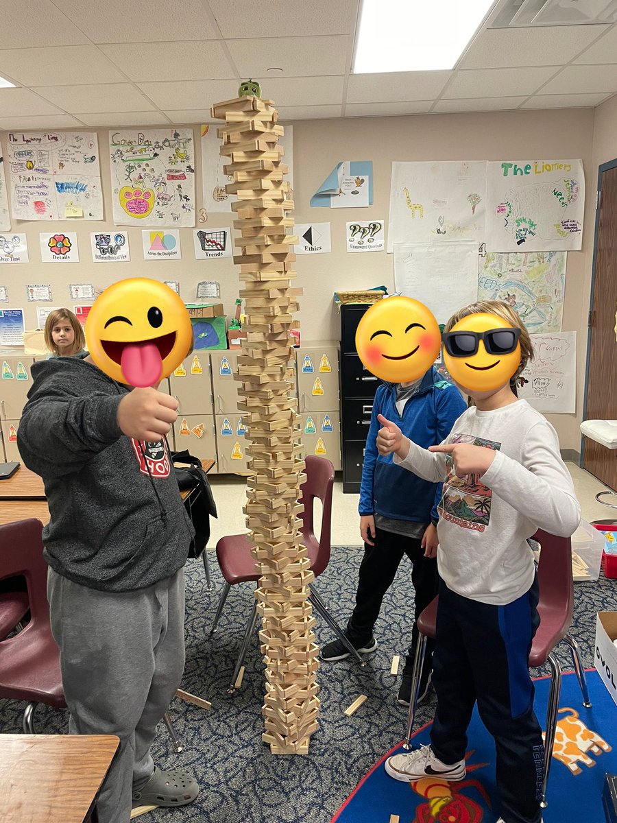 The goal: Teamwork and build it taller than Mrs. Barrett! Mission accomplished!