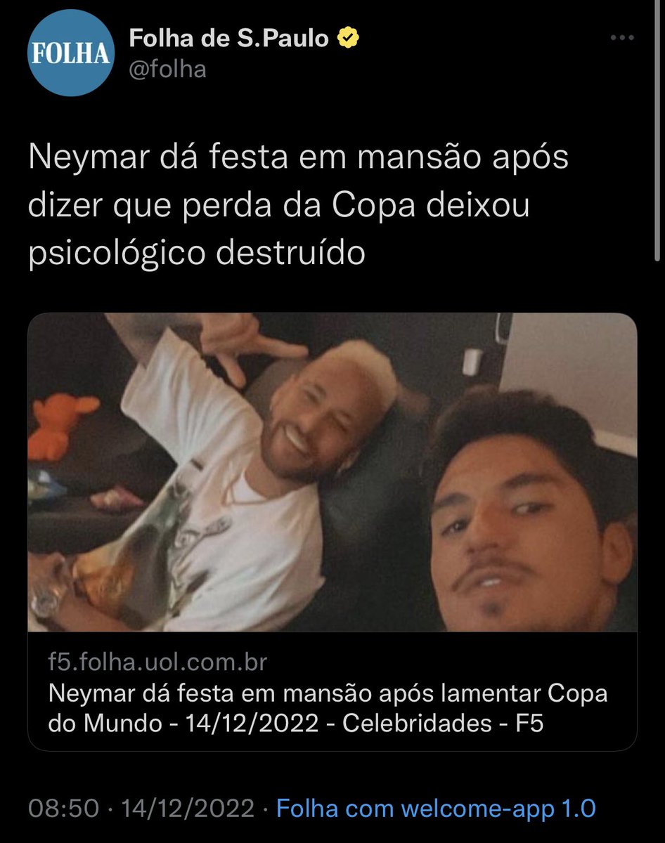 A galera reclamando porque Tite não levou #psicologo na delegação da Copa! O que faltou não foi psicólogo, foi raça! E o "CaiCai" está com o psicológico destruído? E dando festa na mansão?😂🤣😂
Trouxa é quem chora por uma pessoa como essa!