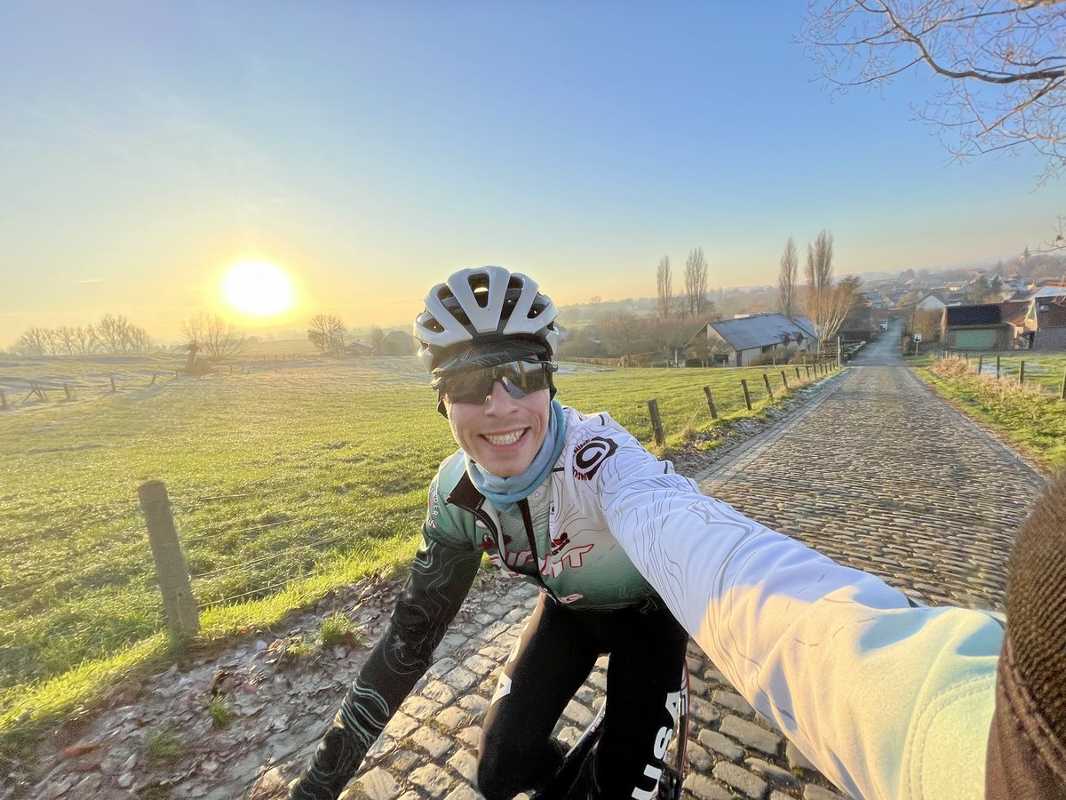 cswartzz's tweet photo. No time wasted here… other than getting out of bed at 11am because of jet lag before heading out to ride some famous pavé https://t.co/WNvEO3l3EF