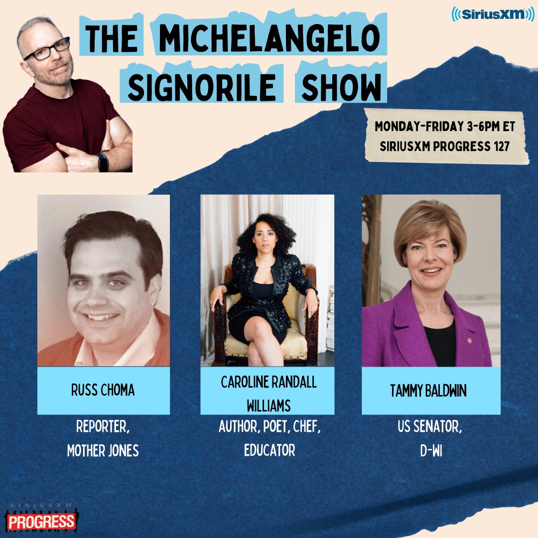SiriusXMProg.bsky.social (@siriusxmprog) on Twitter photo ‼️ On today's <a href="/MSignorile/">MSignorile@bsky.social</a> Show ‼️
<a href="/russchoma/">russchoma</a> of <a href="/MotherJones/">Mother Jones</a>
<a href="/caroranwill/">Caroline Randall Williams</a>
<a href="/SenatorBaldwin/">Sen. Tammy Baldwin</a>
🔊Listen Here:
siriusxm.us/Progress
Join the conversation 📞: 866-997-4748 ‼️ On today's <a href="/MSignorile/">MSignorile@bsky.social</a> Show ‼️
<a href="/russchoma/">russchoma</a> of <a href="/MotherJones/">Mother Jones</a>
<a href="/caroranwill/">Caroline Randall Williams</a>
<a href="/SenatorBaldwin/">Sen. Tammy Baldwin</a>
🔊Listen Here:
siriusxm.us/Progress
Join the conversation 📞: 866-997-4748
