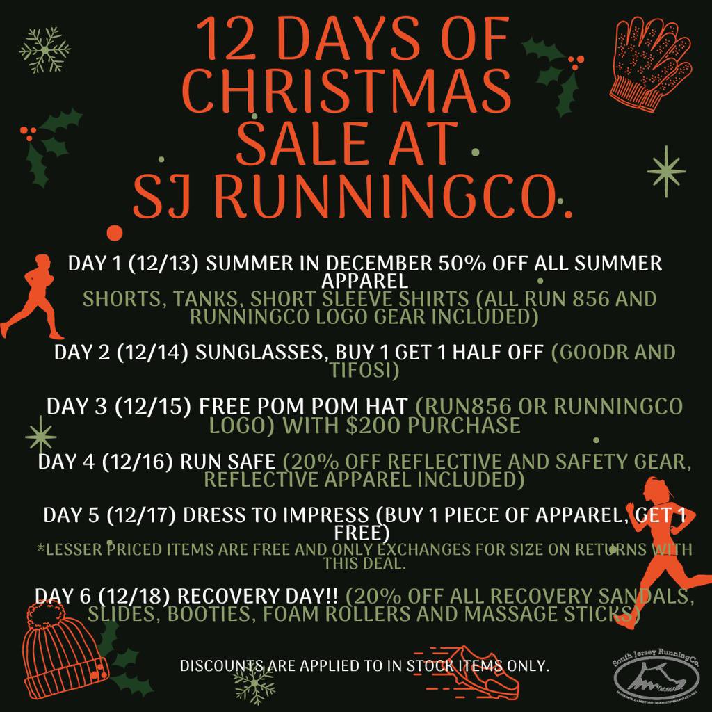 BIG NEWS!!! Today (12/15) you can take advantage of the sales for the first 3 days! Stop by any of the four SJ RunningCo stores! 

#shoplocal