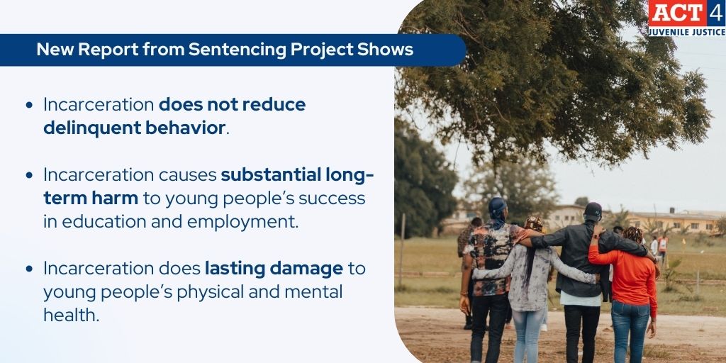 We can’t fight crime by locking up more of our kids. Incarceration damages young people’s physical and mental health, impedes their educational and career success, &amp; often exposes them to abuse. 

Read more from <a href="/SentencingProj/">The Sentencing Project</a>: sentencingproject.org/reports/why-yo…