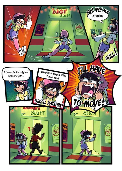 This Far-Fetched Friday, don't be like Rue for last minute holiday shopping. You never know which way the doors will swing! 🎁  #FarFetchedShow

Comic written &amp; sketched by @cizdude, drawn by @KiruKrono &amp; colored by @squiderdoodle! 