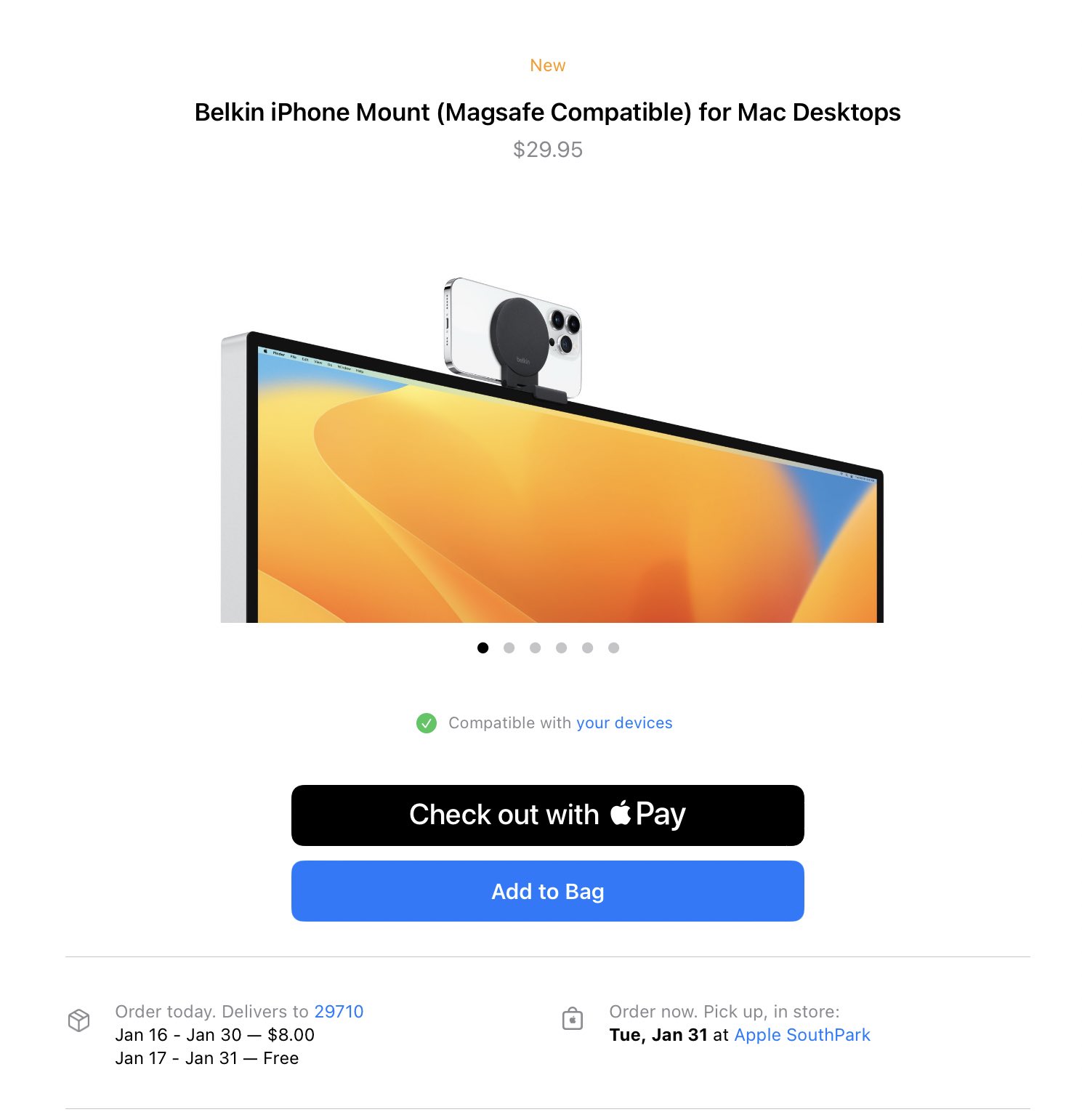 Belkin iPhone Mount w/ MagSafe for Mac Desktops & Displays