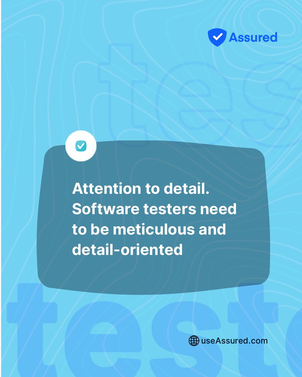 useassured's tweet photo. In addition to these skills, software testers should also have good communication skills and the ability to work well in a team.

#softwaretestingskills #softwaretesting #softwaretester https://t.co/ox68DAfNtk