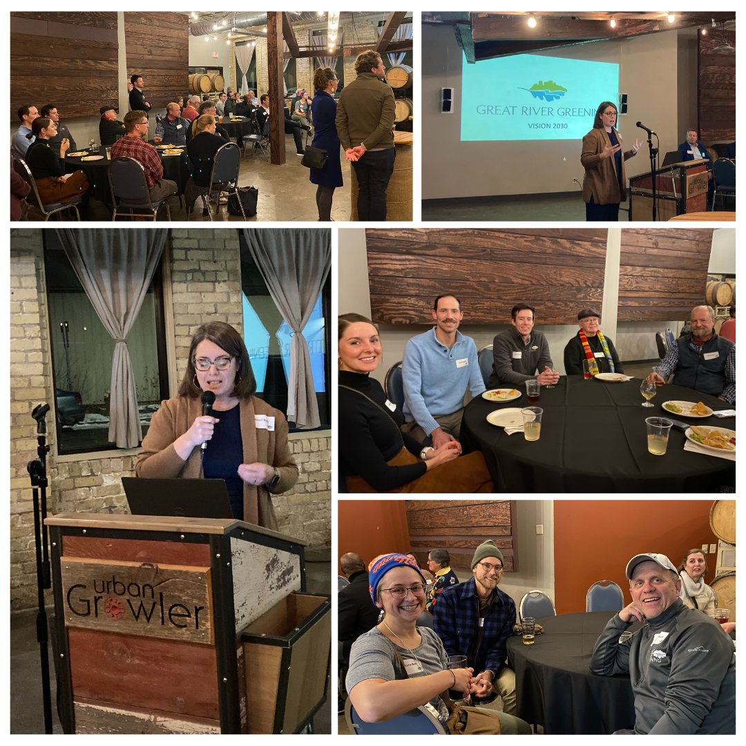 greatrivergreen's tweet photo. Last night, community members met @UrbanGrowlerMN to learn about @greatrivergreen's vision for 2030. The takeaways? We must build healthy, climate change-resilient ecosystems throughout MN. We need your help. Partner with us. Support this work. Volunteer. We’re ready for 2030! https://t.co/1z5wTbGbWf