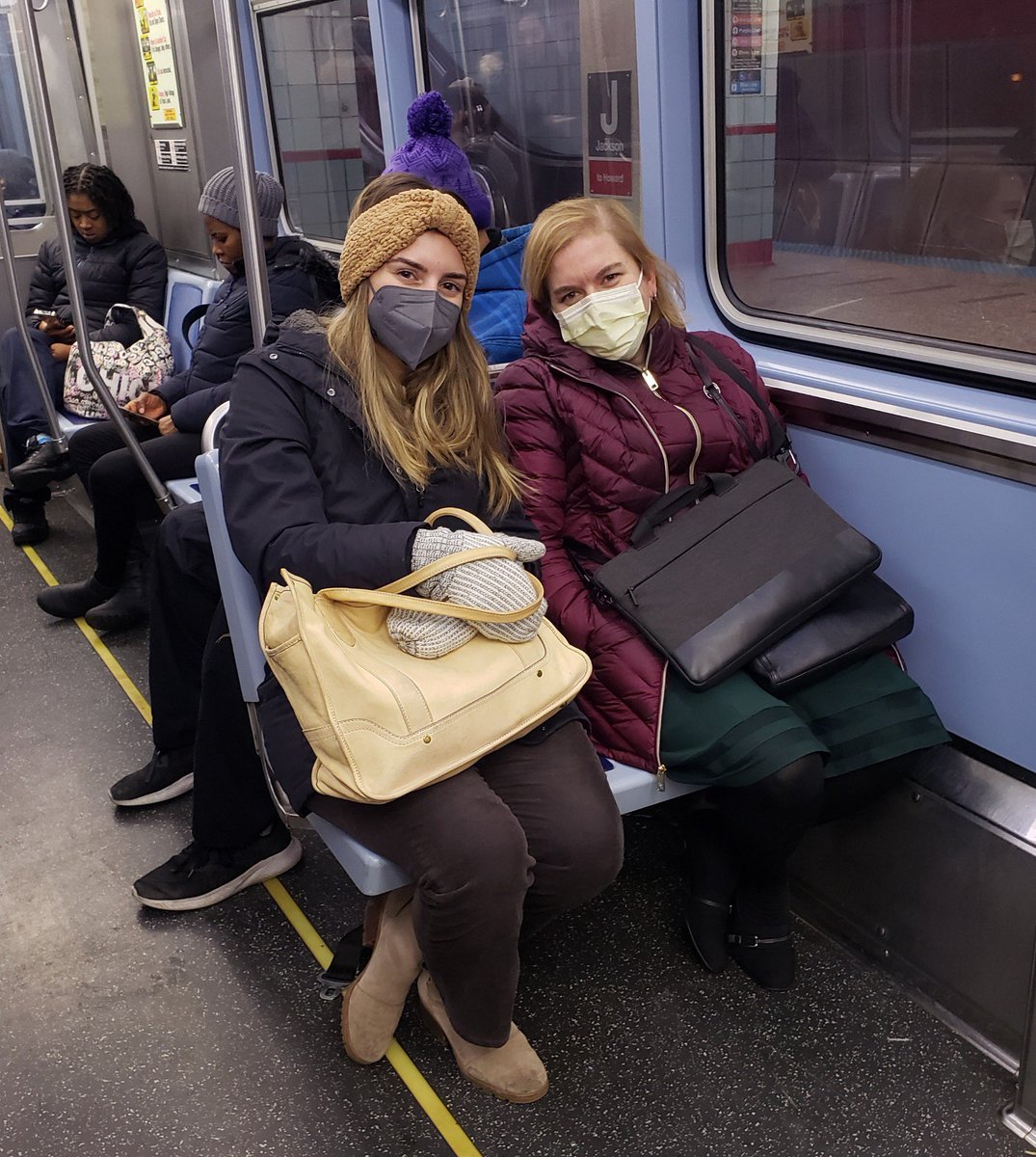 Masked up on the el. Be safe Chicago!