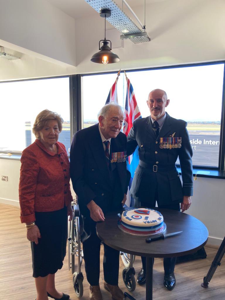A wonderful day today celebrating 6 Sqn’s last surviving WWII era Typhoon pilot’s 100th birthday and presentation of his WWII medals. Congratulations Kaz Yajima and thank you for your Service! <a href="/ChiefofAirStaff/">ACM Harv Smyth</a> <a href="/SimonEdwardsRAF/">Air Vice-Marshal Simon Edwards</a>