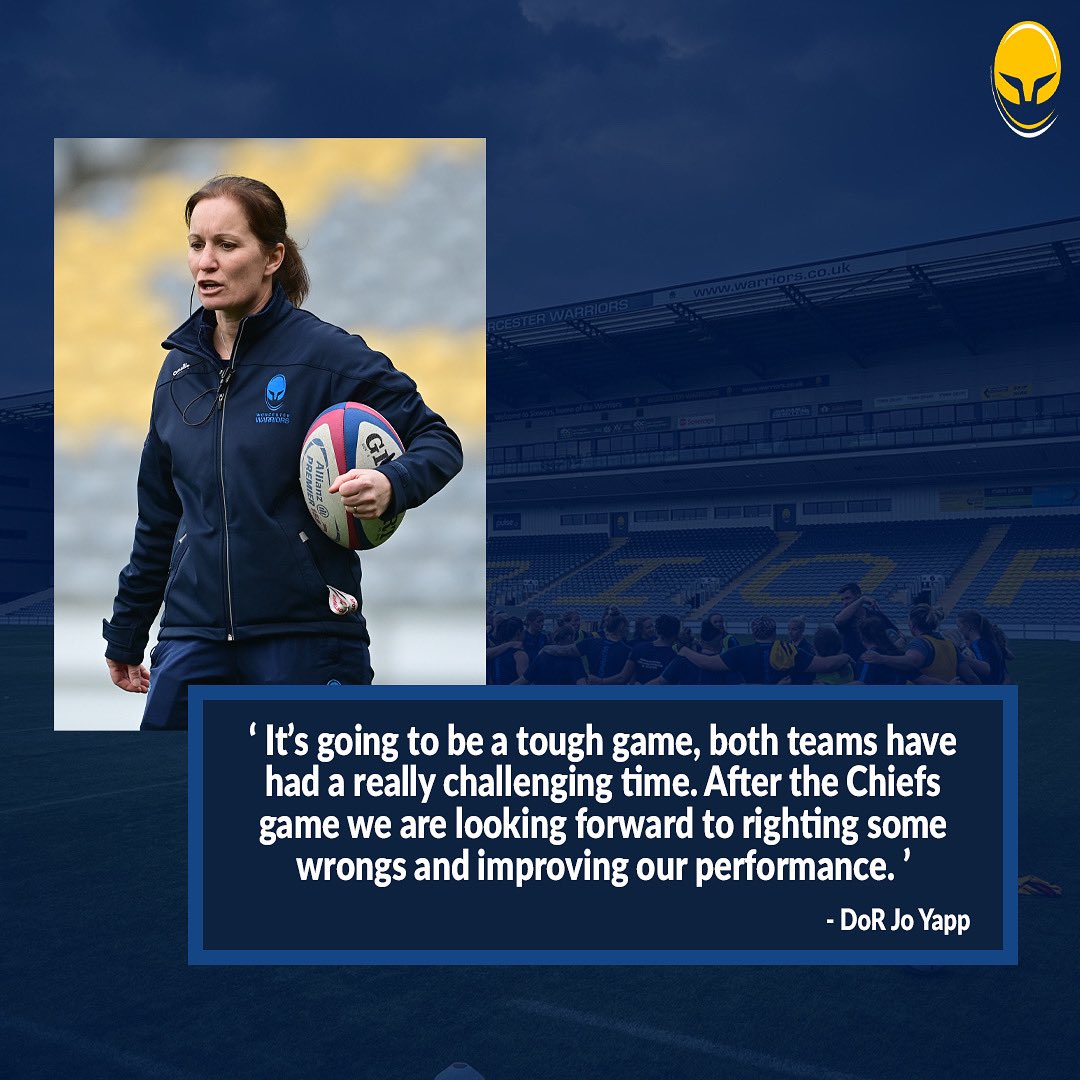 WorcsWarriorsW's tweet photo. DoR Jo Yapp shares her thoughts leading up to Saturdays game against @waspswomen . 

Two teams with a lot of heart and commitment towards the sport will face each other this weekend! 🏉

🆚 @waspswomen  
📍 Twyford Avenue
⏰ 1:30pm

#WeAreWarriors #WarriorsFamily https://t.co/aBjRQY7olH