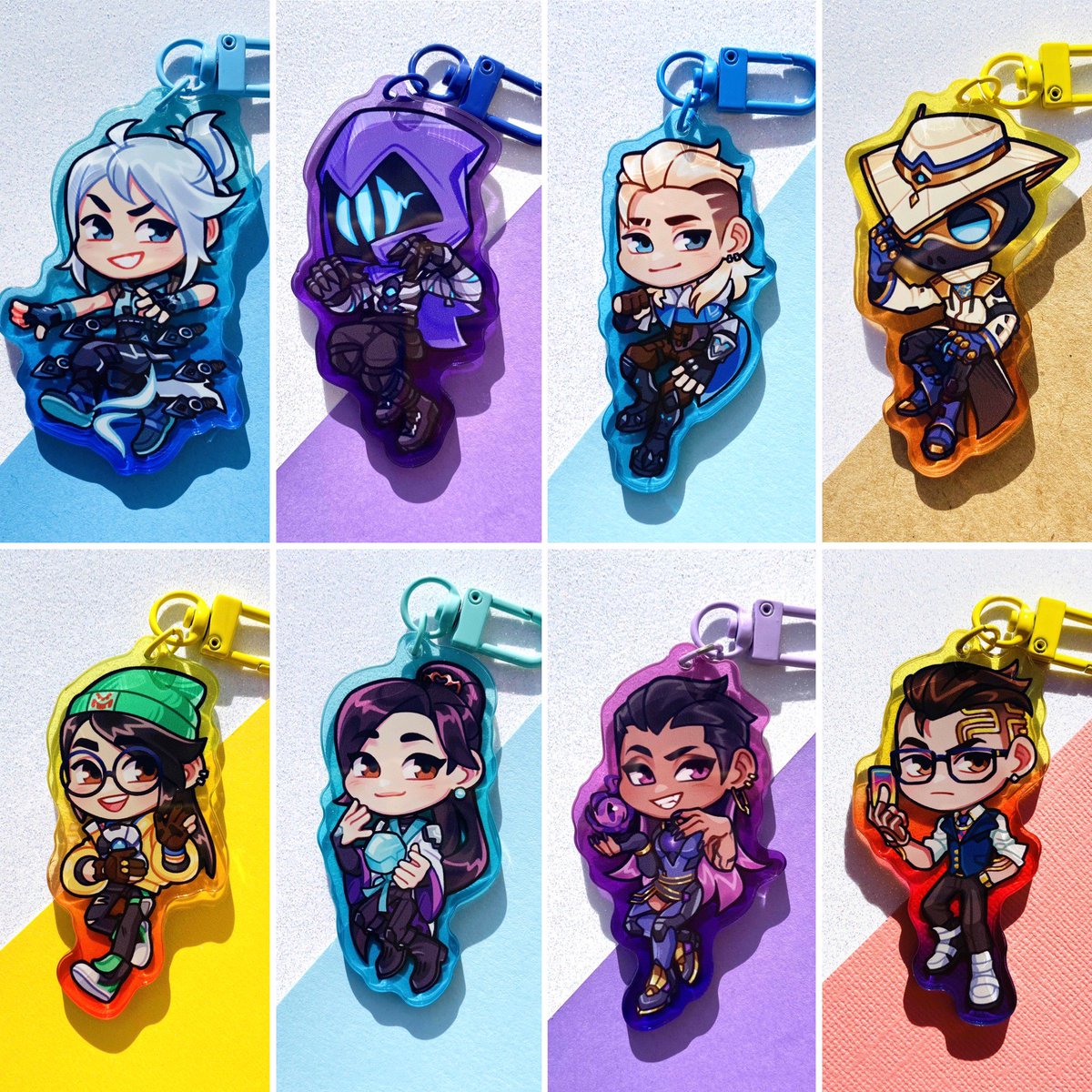 ☆ Hey ya'll! I'm doing a charm GIVEAWAY ☆

Details:
✧ 1 Winner gets all 8 VALORANT Charms from Set 1
✧ I will ship anywhere, as long as it's a valid address

To Enter:
✧ RT + follow
✧ Reply to this tweet with your favorite agent

Ends 01/01/23, Midnight PST ♡