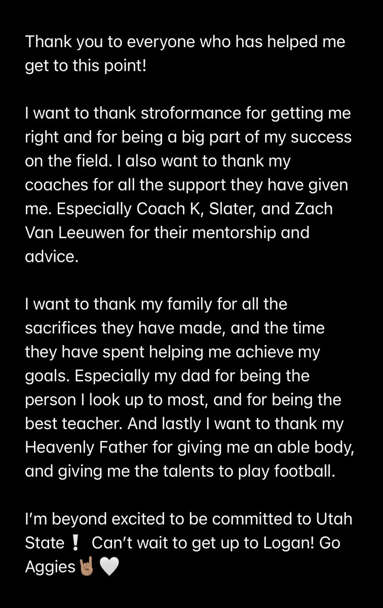 COMMITTED🤘🏽❕
<a href="/stroformance/">Stroformance</a> <a href="/LPKnightsFB/">Lone Peak Knight Football</a> <a href="/kcef35/">Kyle Cefalo</a> <a href="/DjTialavea_86/">Coach D.J. Tialavea</a> <a href="/CHbanderson/">Blake Anderson</a> <a href="/USUFootball/">USU Football</a>