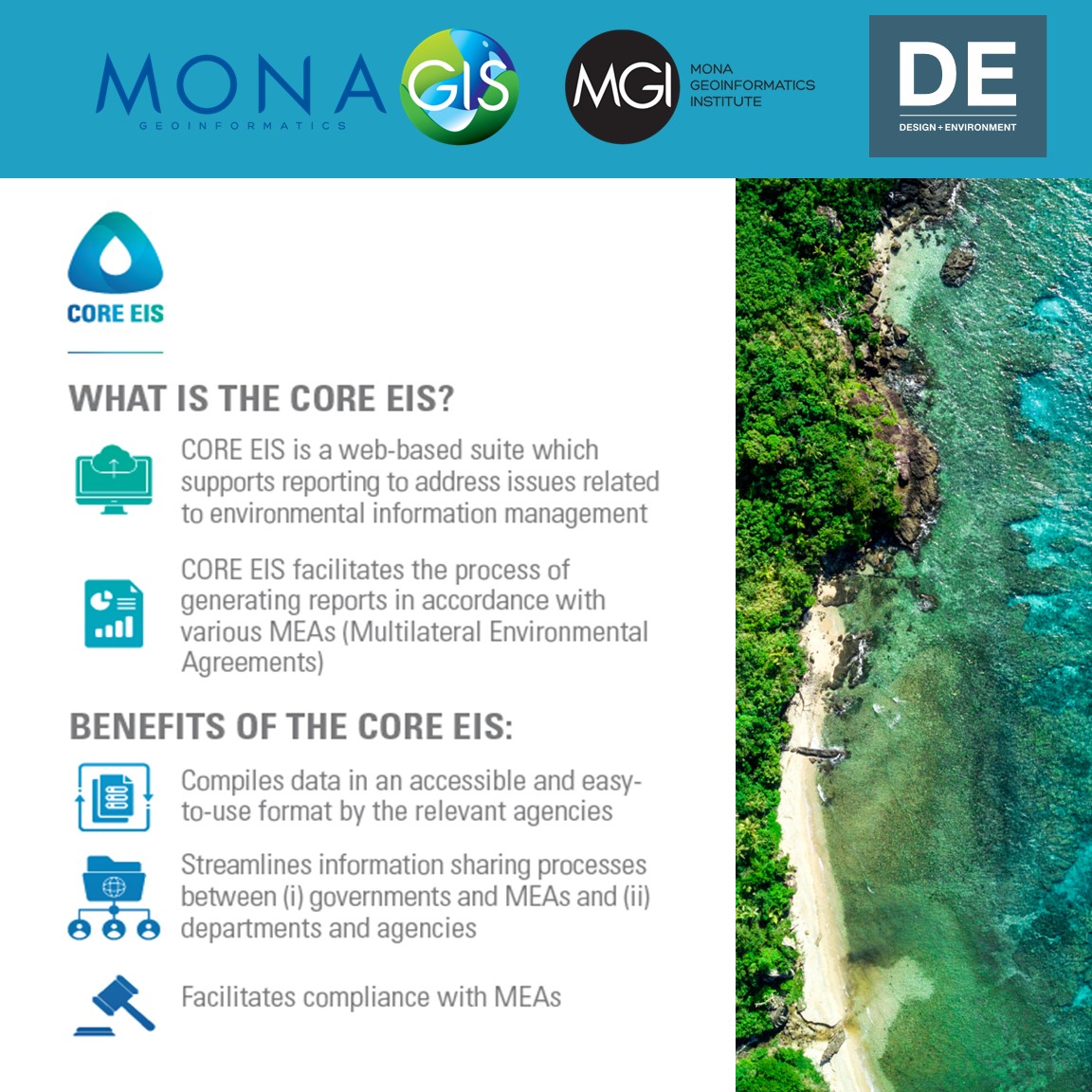 MgiBlue's tweet photo. MGI &amp; DE are pleased to announce that the institutions will collaboratively present the CORE EIS at the upcoming COP15, Rio Pavilion! 

Schedule a Zoom call by contacting us at: core-eis@monagis.com or visiting MGI’s website: https://t.co/lx8hCporMZ

#MEA #UN #UNFCCC  #UNBCD https://t.co/UPb9Ixj4qx