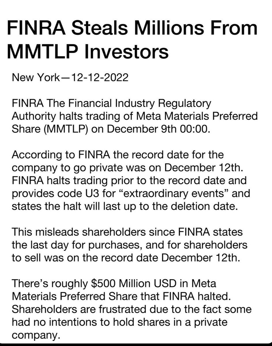 armyveteran13F's tweet photo. Looks like @SenWarren will do nothing about this. Seems none of us matter.TIME FOR CLASS ACTION.WE MUST STAND TOGETHER #MMTLP #MMAT #APES #APEARMY #FINRAFRAUD #GME #EVERYONE_DESERVES_A_FAIR_MARKET #FINRA_IS_THE_DEVIL #GMErica #AMCNEVERLEAVING #AMCSTRONG $mmtlp #COUNTERFEIT_shares https://t.co/AZ9tmcNsJO