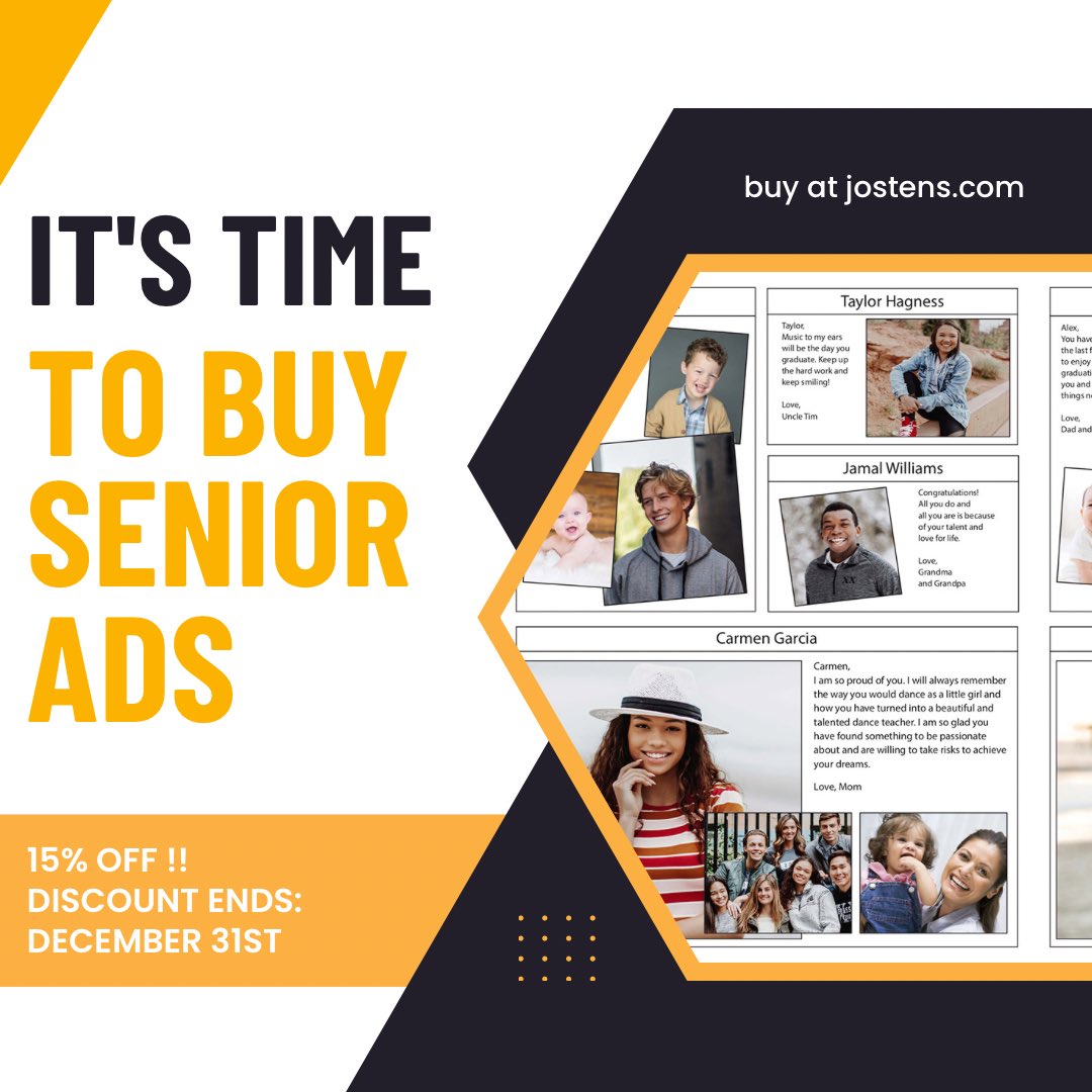 Class of 2023, senior ads are available to purchase! 
Where?
jostens.com/apps/store/ybA…