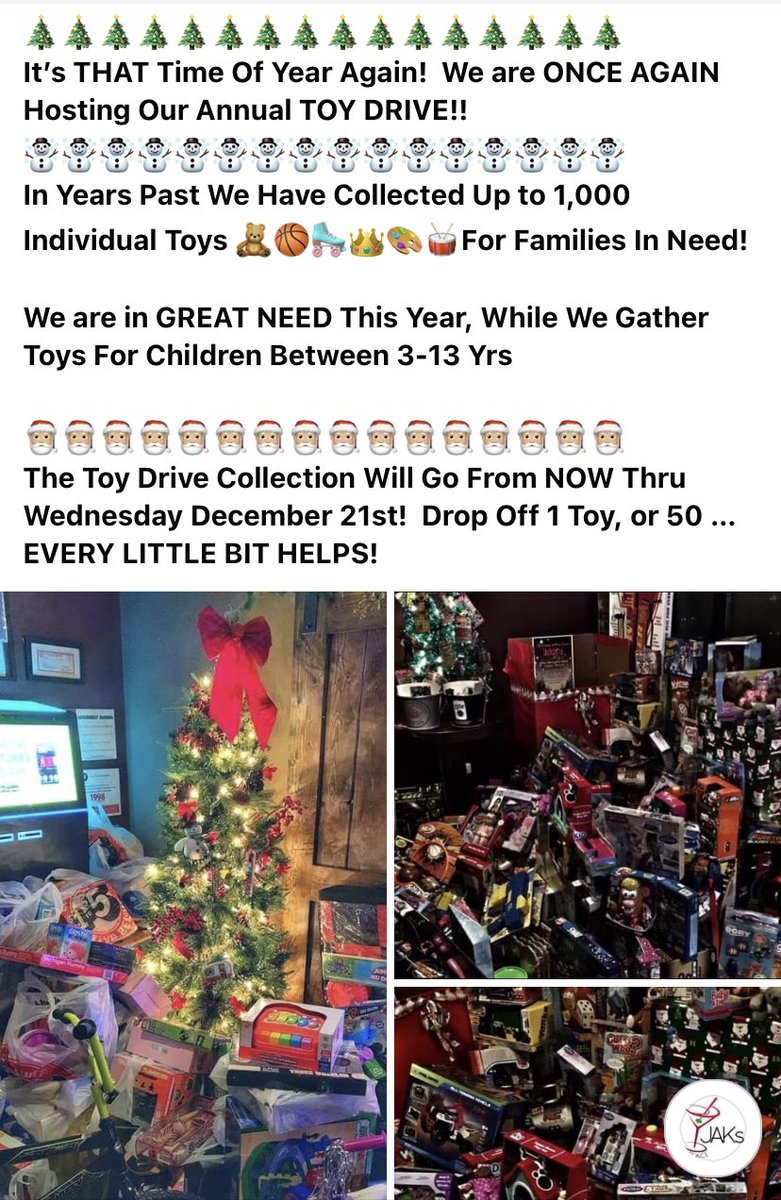 🎄🎄🎄🎄🎄🎄🎄
Our 6th Annual Toy Drive!  If we have made you laugh, caused an argument (that made you laugh), entertained you, bought you a drink, you won a raffle, received a giveaway from Us this year … THIS IS HOW YOU CAN REPAY US! 😉 

#ToyDrive #Chicago #StepUp #GiveBack