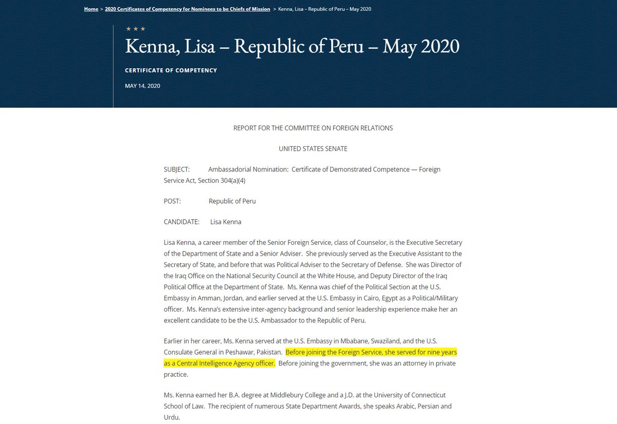 The fact that the US ambassador who is supporting the unelected right-wing coup regime in Peru, Lisa...