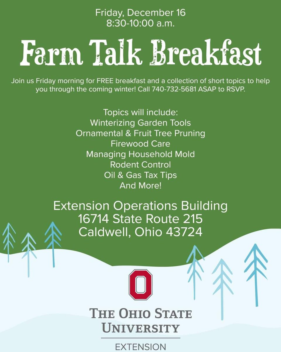 Call now! Program is tomorrow! 740-732-5681 or email gelley.2@osu.edu.