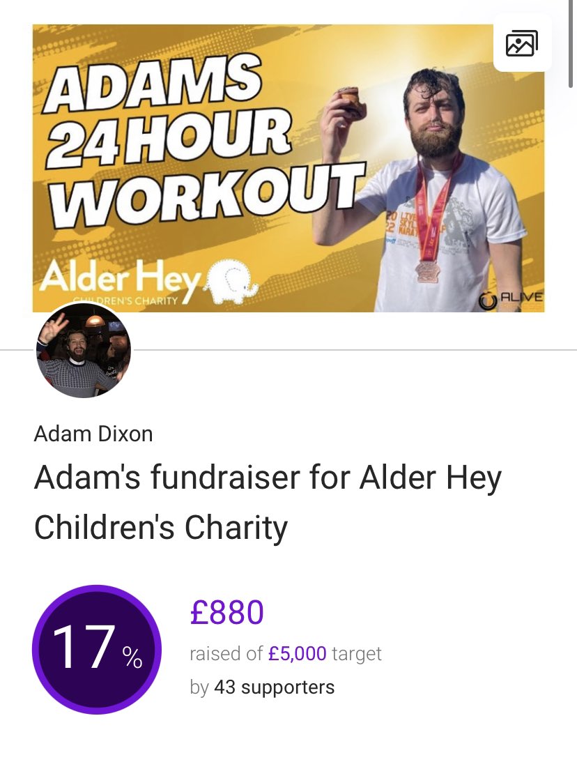 Just £120 to make it to £1000 before Saturday 🙏 

justgiving.com/page/adam-dixo…