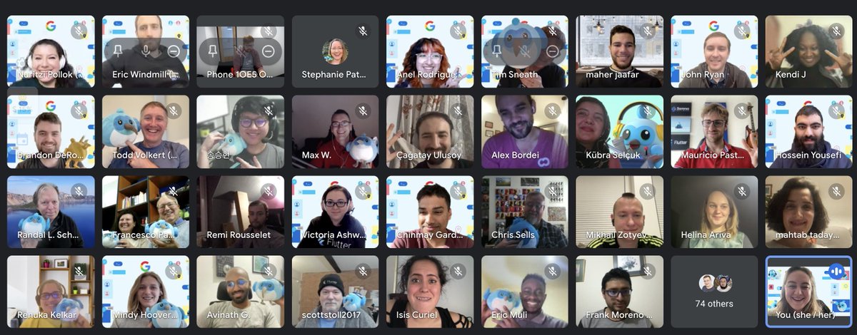 nlycskn's tweet photo. We did "Flutter End of Year" call with everyone who were involved in Flutter!
For those who joined the call today, thank you, it was great seeing you!
And thank YOU everyone who make Flutter awesome everyday!
We are one #TeamFlutter! 💙 https://t.co/sG0b60AU4U