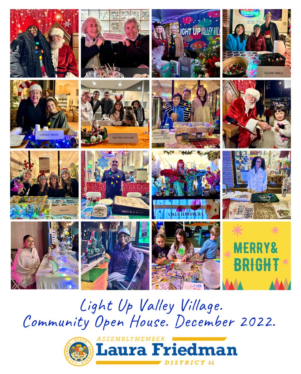 The Light Up Valley Village celebration really brought the community together. It’s chilly in Los Angeles County these days, but the local businesses kept things warm and cozy for families w/hot cocoa, cookies, Thai food, pizza, and pics with Santa—all free of charge.