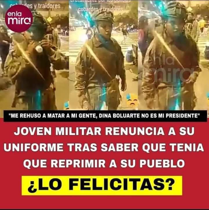 renato_2026's tweet photo. ANDAHUAYLAS   - EJEMPLAR 🇵🇪 militar renunció Asu uniforme al saber que  tenía que reprimir asu pueblo. https://t.co/ulOkcY7wv7