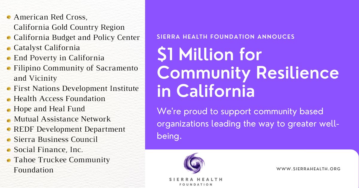 We are honored to be partnering with the Sierra Health Foundation on resiliency efforts around climate change and health equity. Together, we will continue to strengthen our ability to move from recovery to resilience: sierrahealth.org/2022/12/sierra…