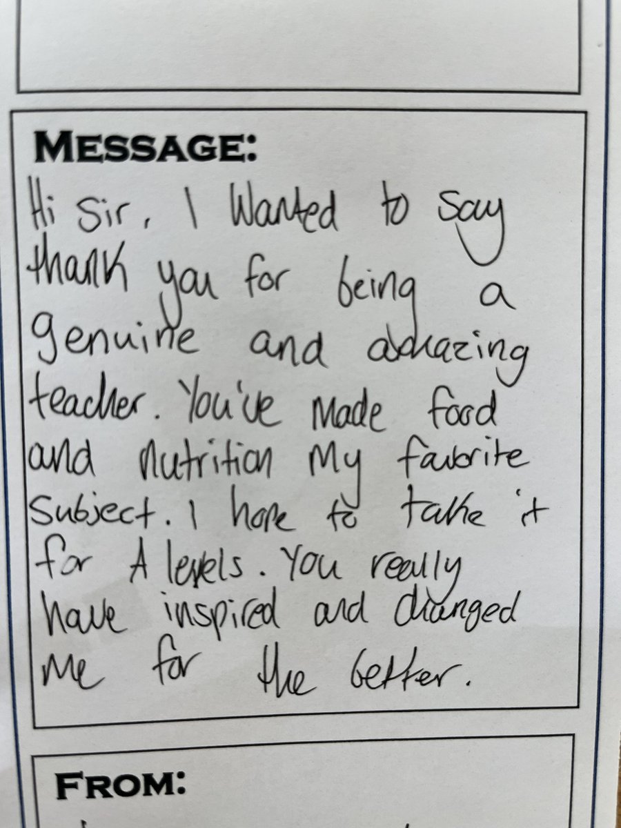 joel_levitt's tweet photo. Received this today - honestly never received such a lovely note. Perfect to help finish the term on. https://t.co/eVMCAcwnKK