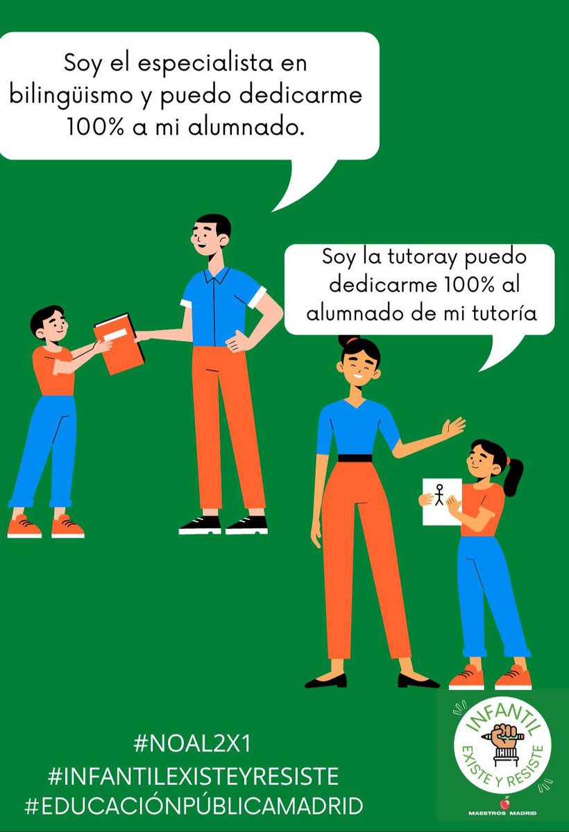 techuka's tweet photo. ¡NO AL 2x1! ¡INFANTIL EXISTE!
@infantilexiste
@ComunidadMadrid @IdiazAyuso @eossoriocrespo @MariaPastorV @MorenoG_Agustin @MasMadrid__ @psoe_m @ppmadrid @PabloIglesias @edugaresp @sanchezcastejon @Pilar_Alegria
@CCOOEducaMa @CCOOMadrid @ANPEmadrid @ANPEmadrid https://t.co/Ylzz3BNqnE