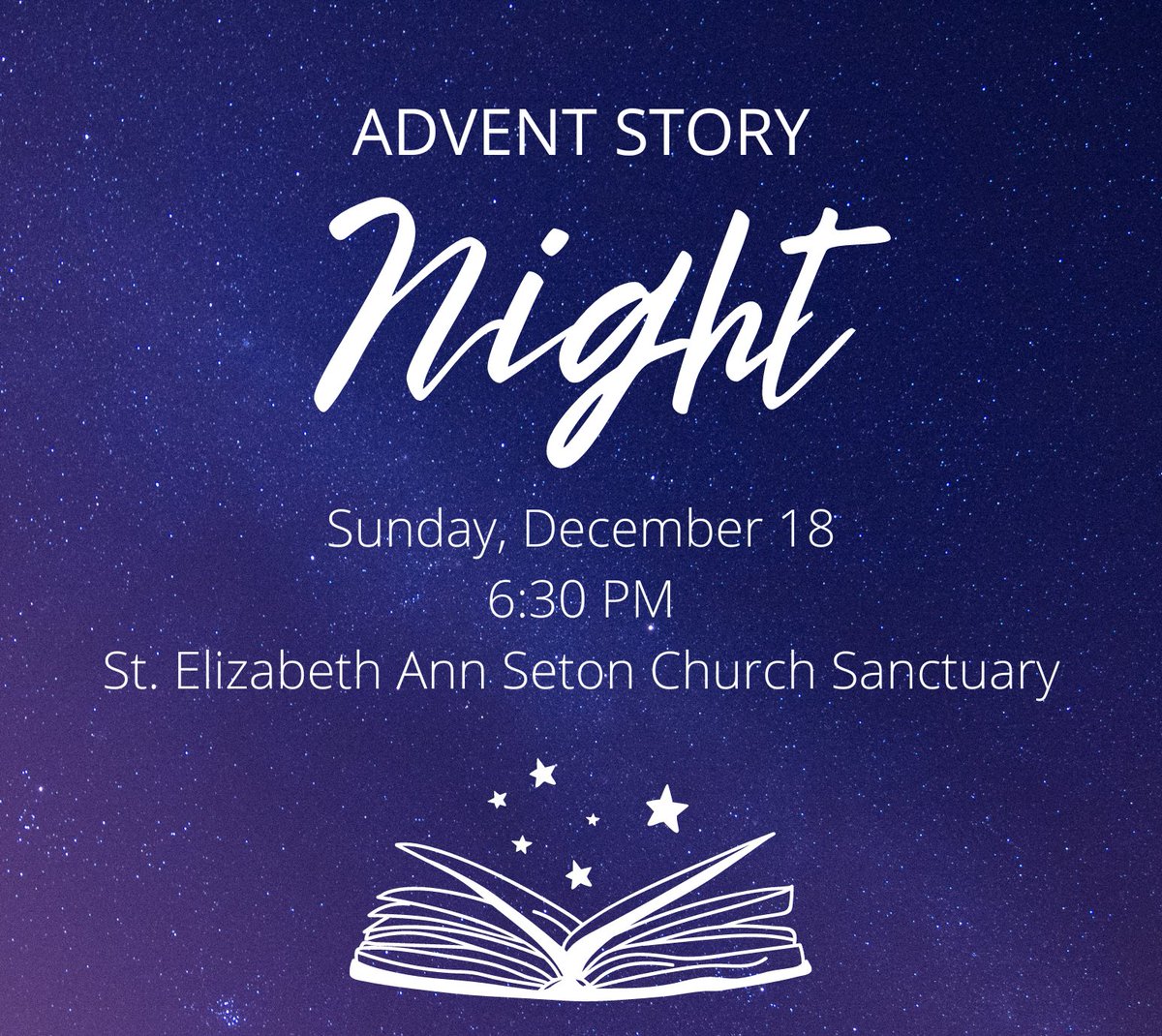 StElizAnnSeton's tweet photo. This Sunday, Dec. 18 at 6:30 p.m., kids of all ages are invited to wear their PJs and bring a blanket or favorite stuffed animal to help them get cozy as members of the Child Ministry staff read Christmas stories around the altar. Hot cocoa and cookies to follow. https://t.co/js8CRMgU8H