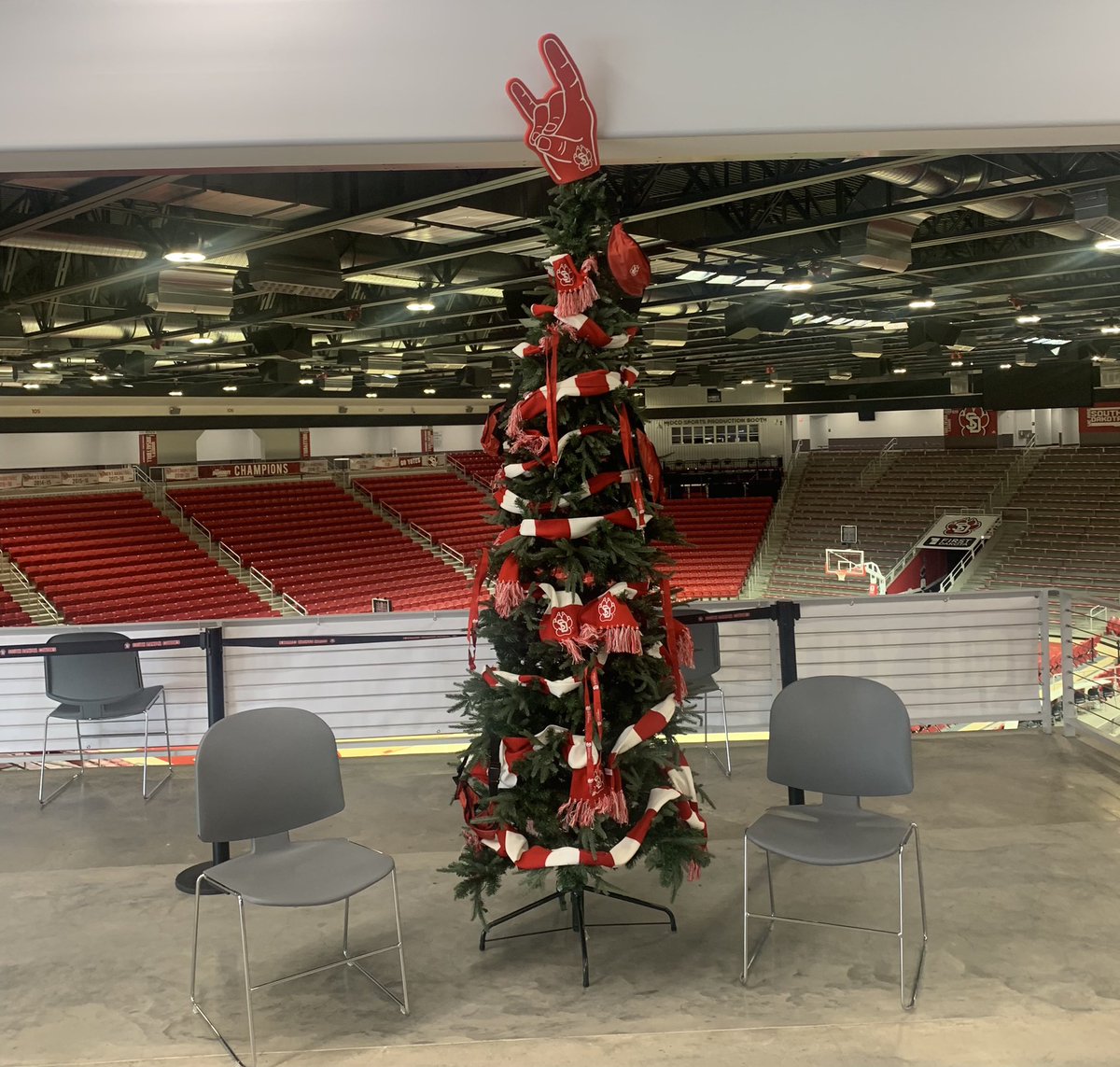 No ornaments. No problem.

Fanny packs, scarfs, lanyards and a foam finger are all in the mix on the Sanford Coyote Sports Center’s tree.

Creative, <a href="/Landon_Kemp/">Landon Kemp</a>! 🎄