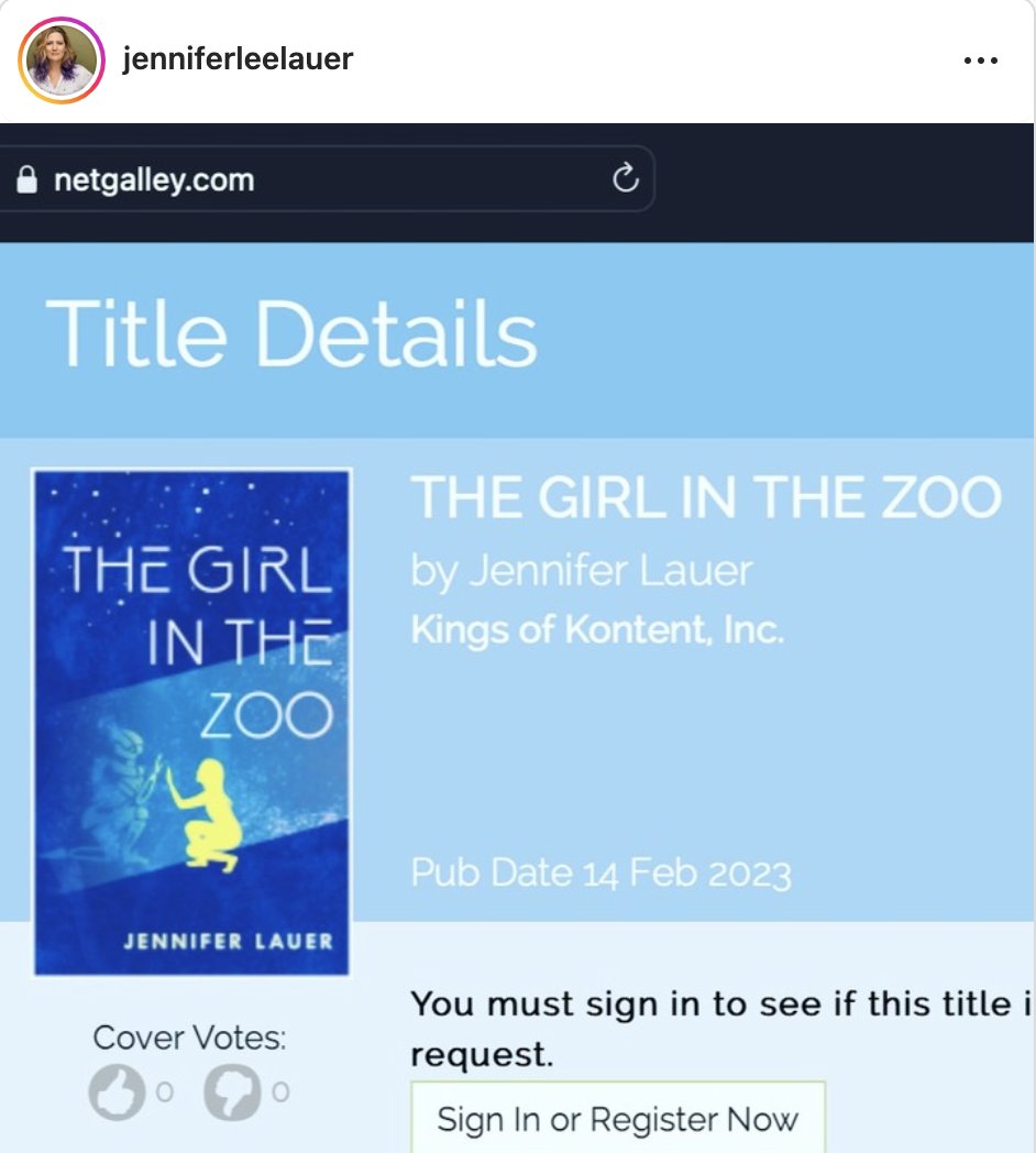 WOOT!

THE GIRL IN THE ZOO has an ARC up on NetGalley! It comes out Feb 2023. netgalley.com/catalog/publis…

#writersofinstagram #writerscommunity #writingcommunity #authorsofinstagram #bookstagram #booktok #booktube #book #authorlife #author