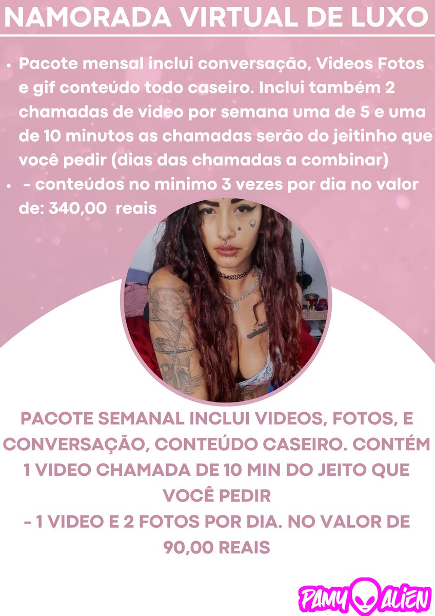 PamyAlien's tweet photo. Converse com Pamy Alien https://t.co/RiUoIgmbI3
Mais de 62 Packs para todos os gostos, video chamadas e conteúdos exclusivos pra vocês venham conferir 😍😍 https://t.co/wUR5VnYtgi