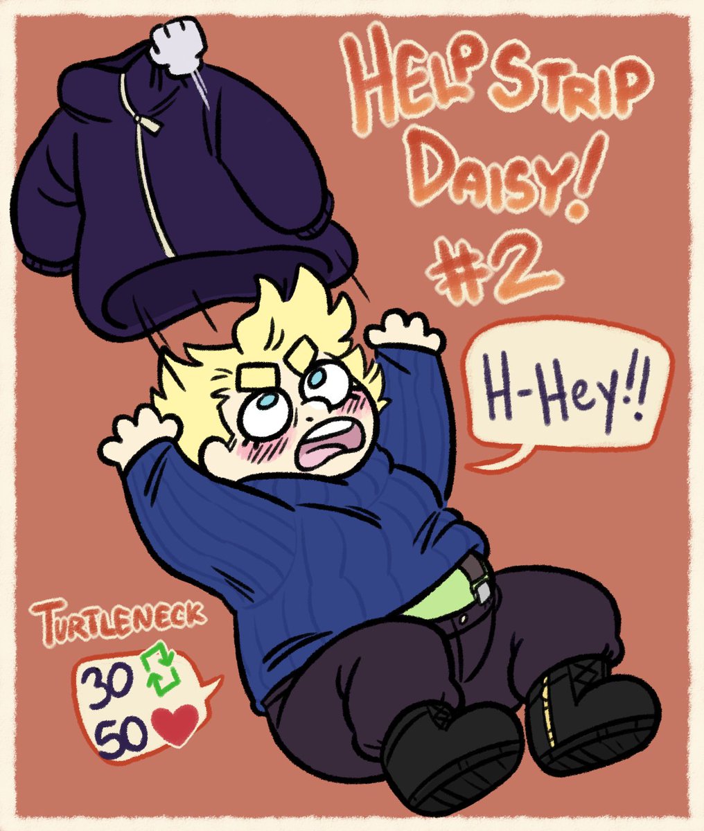 lusty_charming's tweet photo. good job with round one guys! we've got daisy's coat and gloves off with ease. let's get to work on her tutleneck sweater next 🐢 https://t.co/IzrhEEah1d