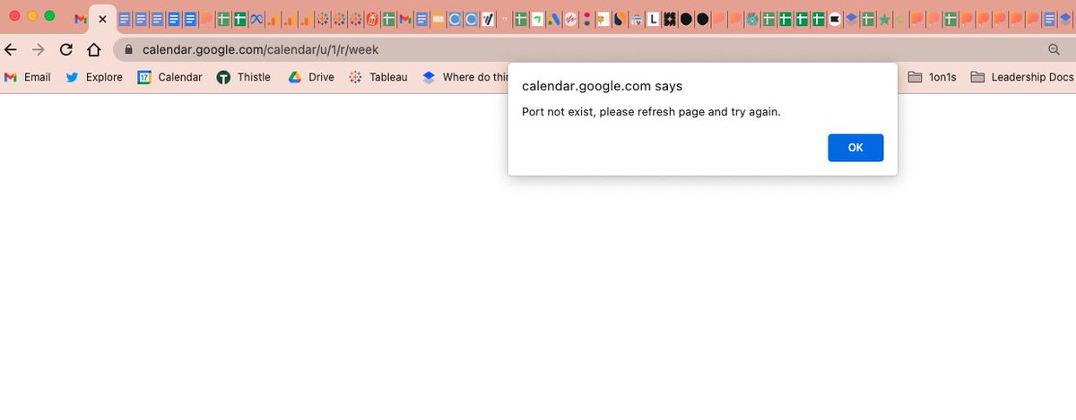 Does anyone have any idea what this means in <a href="/googlecalendar/">Google Calendar</a> and how to make it stop? "Port not exist, please refresh page and try again." #portnotexist