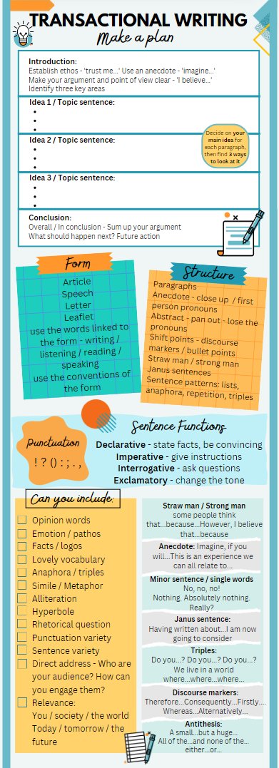 🌟Prompt bookmarks to support writing🌟One for sentence stems; one for transactional writing. The simple plan for writing adapts an idea I got from <a href="/Xris32/">Chris Curtis</a> at @Teachmeeticons One idea sliced three ways means students write SO much more. 
<a href="/Team_English1/">Team English</a> 

dropbox.com/s/wsuioq8y29uq…